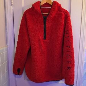 Tommy Hilfiger Vibrant Red Sherpa Hoodie L
